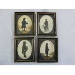 Four framed and glazed silhouettes, monogrammed AL, 1105 x 8cm