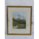 David Pritchard framed and glazed watercolour of a well in an English country garden, 28 x 22cm