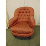 Victorian mahogany button back upholstered occasional chair