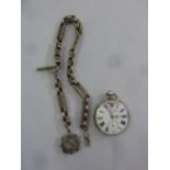 R. Theurer & Fils 19th century silver open faced patent wind Swiss lever pocket watch, enamel dial