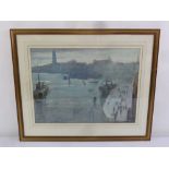 Arthur Henry Knighton-Hammond framed and glazed watercolour of a harbour scene, signed bottom right,