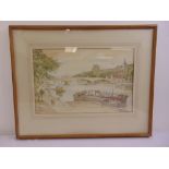 Vincent Henry Lines framed and glazed watercolour of The Seine, signed bottom left, labels to verso,