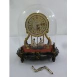 German mantle clock with ballerina figurines and with detachable glass dome