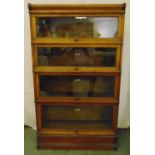 Globe Wernicke rectangular four section oak bookcase