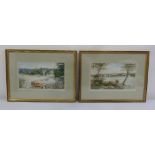 G. Wyatt a pair of framed and glazed watercolours of English country landscapes, signed and dated