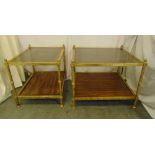 Two rectangular gilded metal and glass side tables