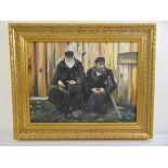 Max Avisso framed oil on canvas of two Rabbis, signed bottom right, 44 x 59cm