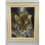 Joel Kirk framed oil on panel of a leopard titled Ever Alert, to include certificate of authenticity