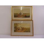 David Cox a pair of framed and glazed watercolours of workers in the field, signed bottom left, 24.5