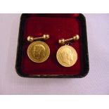 A pair of half sovereign gold cufflinks, approx total weight 11.9g