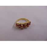 18ct yellow gold ruby and diamond cocktail ring, approx total weight 4.4g