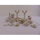 A quantity of Herend pieces to include a pair of two light candelabra, vase, cups and saucers and