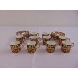 Ten Royal Crown Derby Imari pattern coffee cups and saucers, date mark for 1902, (22)