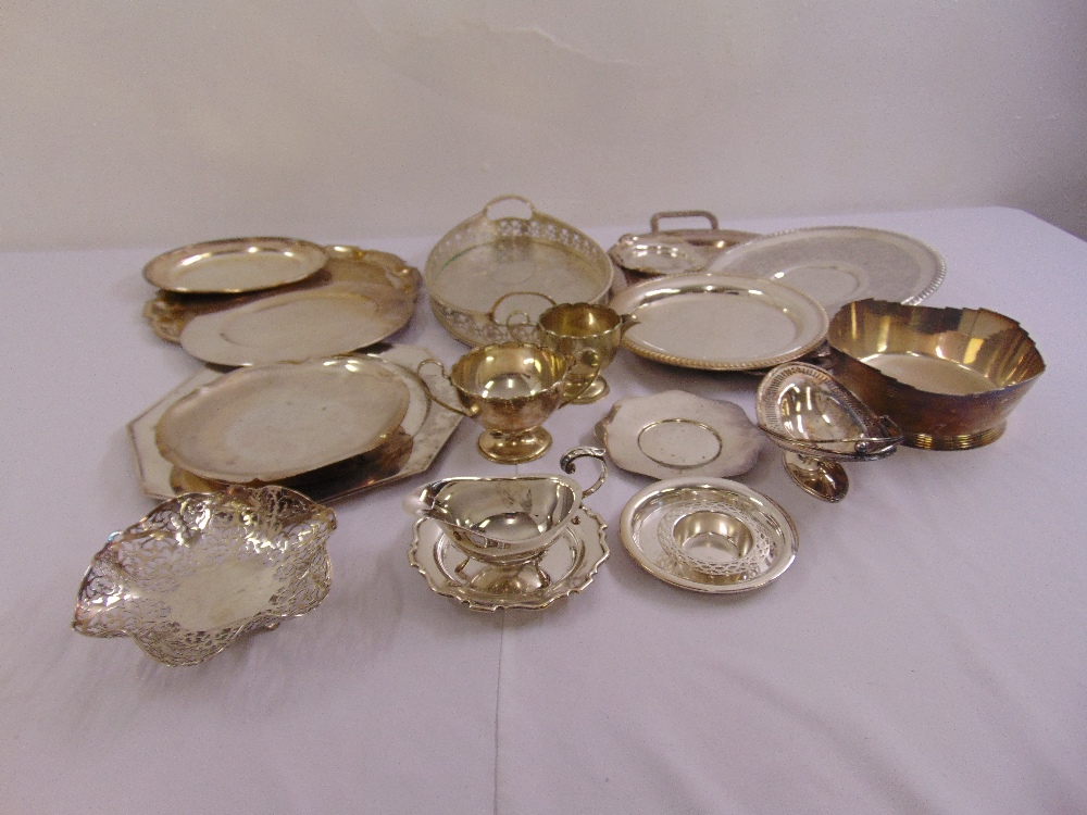 A quantity of silver plate to include dishes and trays