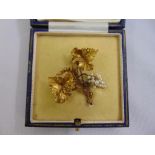 18ct yellow gold and seed pearl leaf and vine brooch, approx total weight 9.6g