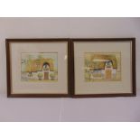 Gerald Howarth a pair of framed and glazed watercolours of cottages , signed bottom right, 16 x
