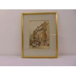 Ernest George framed and glazed watercolour of an English street scene, 34 x 24cm