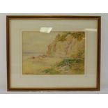 W. Mathison framed and glazed watercolour of a beach and cliffs, signed bottom left, 23 x 34cm