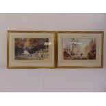 John Snelling a pair of framed and glazed watercolours of rural scenes, signed bottom left, 25 x