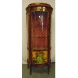 Louis XVI style Vernis Martin display cabinet of cylindrical form with bowed glazed door, gilt metal