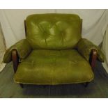 Jean Gillon leather upholstered armchair circa 1960, A/F