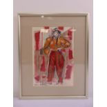 Alma Redlinger 1924-2017 framed and glazed watercolour and collage, signed bottom left, 30 x 21cm