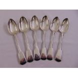 A set of six Scottish provincial silver table spoons, fiddle pattern hallmarked for William Jamieson