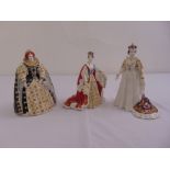 Three Royal Worcester limited edition figurines, Queen Elizabeth I 1573/4500, Queen Victoria 212/