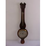 A 19th century mahogany and satinwood inlaid banjo barometer by P Lerra & Co of Sheffield