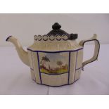 A Castleford Dunderdale, Sowter & Co type white felspathic unglazed stoneware teapot with sliding