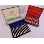 A quantity of continental white metal flatware in fitted cases and a cased set of English hallmarked