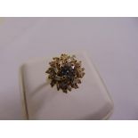 18ct yellow gold diamond cluster ring, approx total weight 5.8g