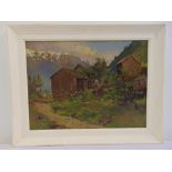 Framed oil on panel of a farmhouse in the style of Nils Gustav Wentzel 1859-1927, 28.5 x 39cm