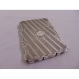 A Victorian silver card case, rectangular engine turned, Birmingham 1857 by Edward Smith