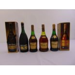 Four bottles of Cognac to include Remy Martin and Bisquit