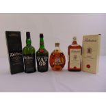 Four bottles of whisky to include Dimple Haig, Ballantines, VAT 69 and Ardbeg single malt
