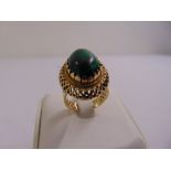 14ct yellow gold and malachite dress ring, approx total weight 9.6g
