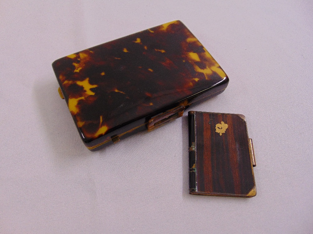 A faux tortoiseshell ladies necessaire circa 1950s and a faux wood miniature billet doux