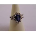 14ct white gold sapphire and diamond heart shaped ring, approx total weight 4.2g