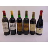 Six 75cl bottles of French claret to include Chateau Batailley Grand Cru Classe Pauillac 1982 and