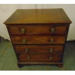 A 19th century rectangular mahogany chest of drawers with brass swing handles on four bracket feet