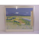 Robert Buhler RA 1916-1989 framed and glazed silk screen polychromatic print of rural scene with
