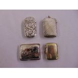 Four silver plate and white metal vesta cases