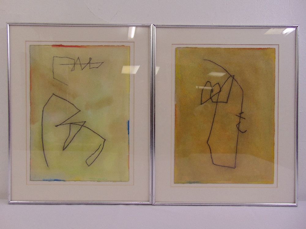 R. M. Palaniappan two framed and glazed mixed media drawings, 38 x 27.5cm