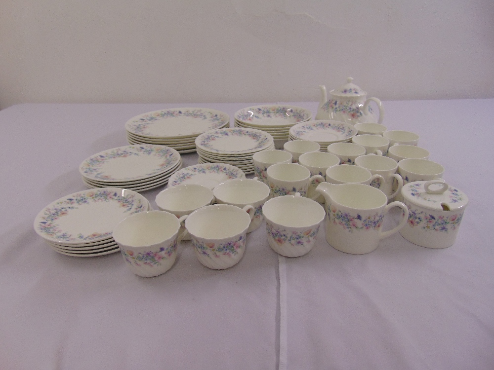 Wedgwood Angela dinner and teaset to include plates, bowls, teapot, cups and saucers, six place