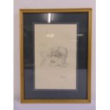 Igor Kamenev framed and glazed pencil drawing of a gentlemans head, signed bottom right, 35 x 22.