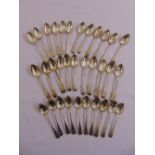 A quantity of Georgian and Victorian Old English pattern silver teaspoons (33)