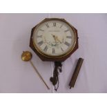 Louis Jaquine octagonal wall clock with enamel dial and Roman numerals to include one weight and
