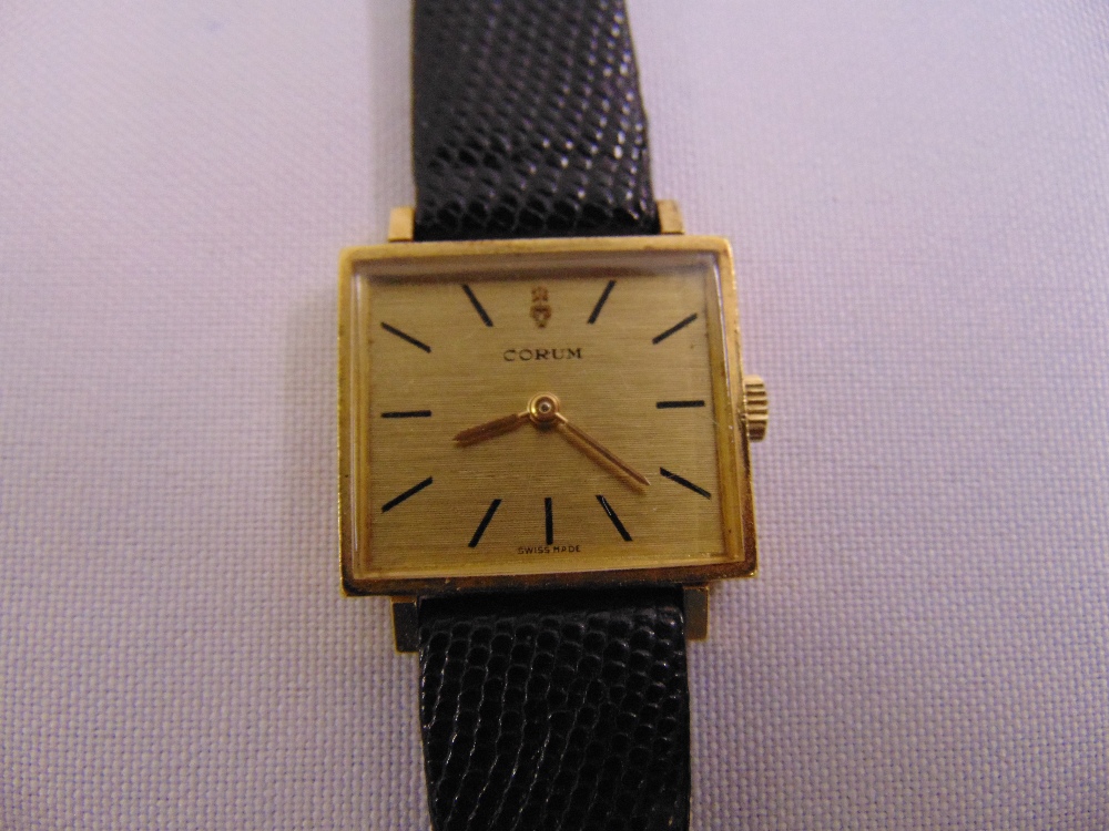 Corum 18ct yellow gold wristwatch on replacement leather strap