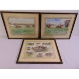 George Finch Mason 1850-1925 three framed and glazed watercolours of horse racing scenes including